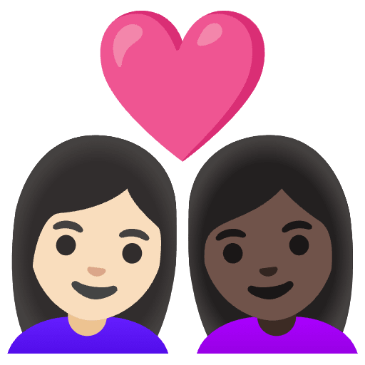 Couple With Heart Woman Woman Light Skin Tone Dark Skin Tone Emoji from Noto Emoji Set