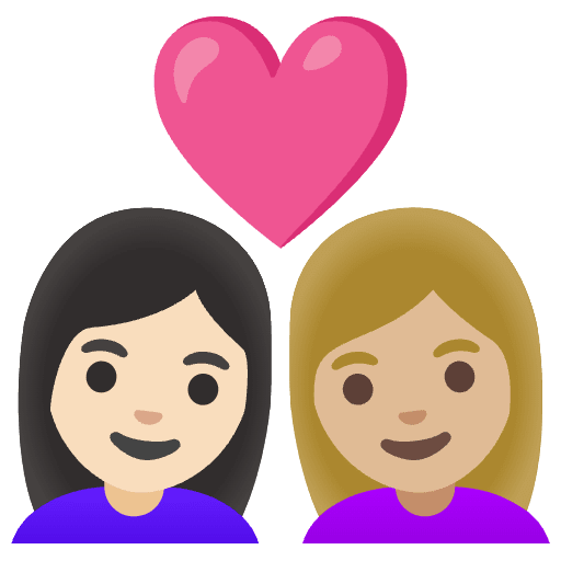 Couple With Heart Woman Woman Light Skin Tone Medium Light Skin Tone Element from Noto Emojis Set