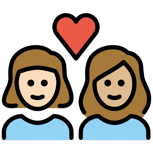 Couple With Heart Woman Woman Light Skin Tone Medium Light Skin Tone Emoji from OpenMoji Emoji Set