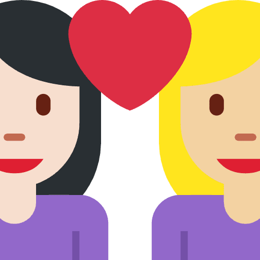 Couple With Heart Woman Woman Light Skin Tone Medium Light Skin Tone Emoji from Twemoji Emoji Set
