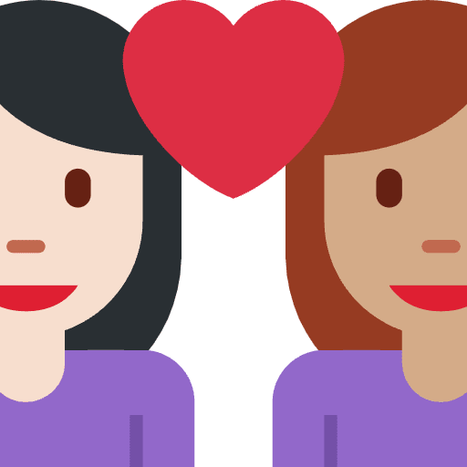Couple With Heart Woman Woman Light Skin Tone Medium Skin Tone Element from Twemoji Emoji Set