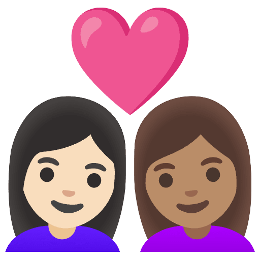 Couple With Heart Woman Woman Light Skin Tone Medium Skin Tone Element from Noto Emojis Set