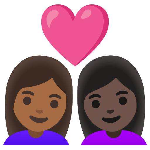 Couple With Heart Woman Woman Medium Dark Skin Tone Dark Skin Tone Element from Noto Emojis Set