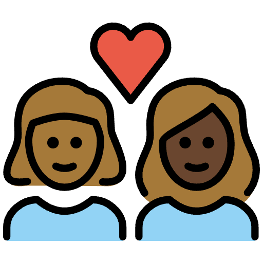 Couple With Heart Woman Woman Medium Dark Skin Tone Dark Skin Tone Element from OpenMoji Emoji Set