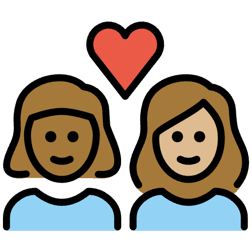 Couple With Heart Woman Woman Medium Dark Skin Tone Medium Light Skin Tone Element from OpenMoji Emoji Set