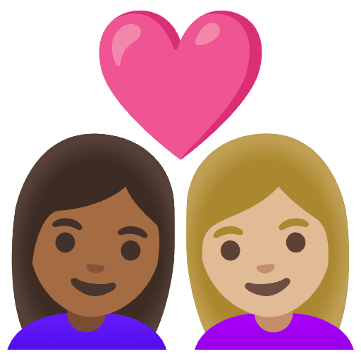 Couple With Heart Woman Woman Medium Dark Skin Tone Medium Light Skin Tone Element from Noto Emojis Set