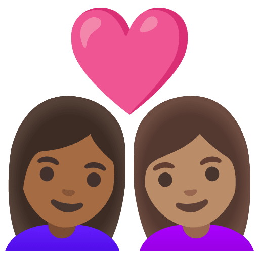 Couple With Heart Woman Woman Medium Dark Skin Tone Medium Skin Tone Element from Noto Emojis Set
