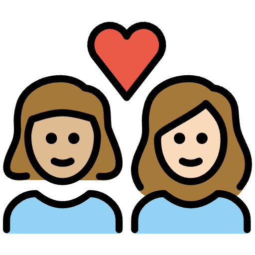 Couple With Heart Woman Woman Medium Light Skin Tone Light Skin Tone Element from OpenMoji Emoji Set