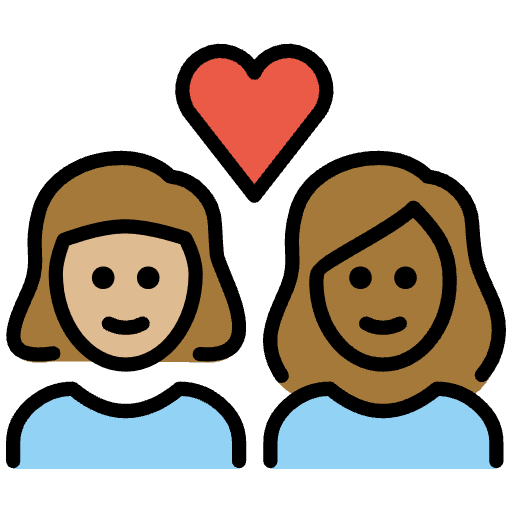 Couple With Heart Woman Woman Medium Light Skin Tone Medium Dark Skin Tone Element from OpenMoji Emoji Set