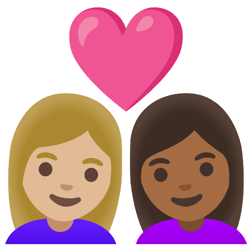 Couple With Heart Woman Woman Medium Light Skin Tone Medium Dark Skin Tone Element from Noto Emojis Set