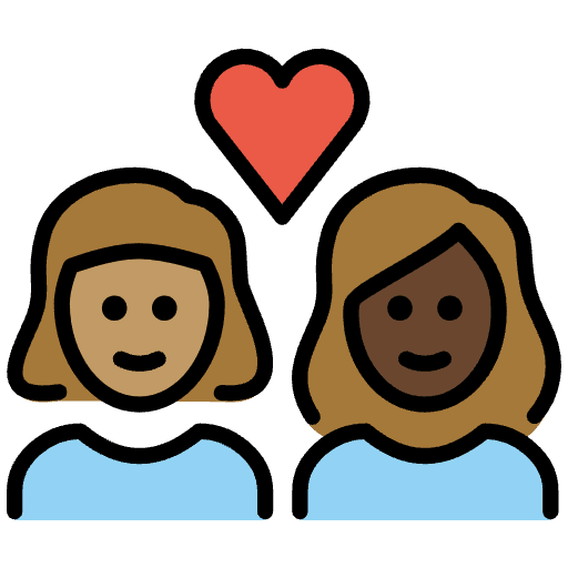 Couple With Heart Woman Woman Medium Skin Tone Dark Skin Tone Element from OpenMoji Emoji Set
