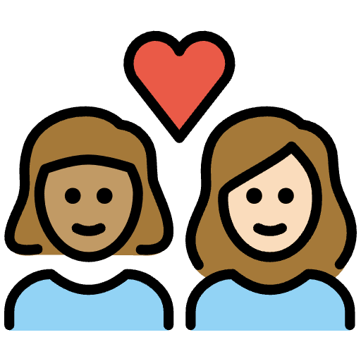 Couple With Heart Woman Woman Medium Skin Tone Light Skin Tone Element from OpenMoji Emoji Set