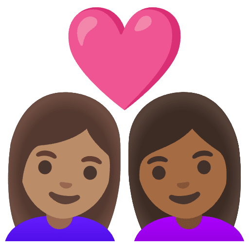 Couple With Heart Woman Woman Medium Skin Tone Medium Dark Skin Tone Element from Noto Emojis Set