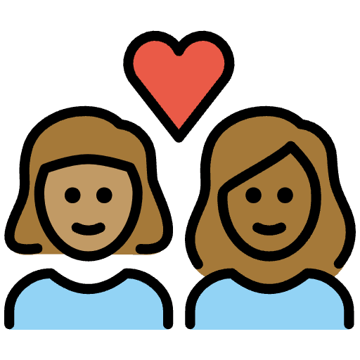 Couple With Heart Woman Woman Medium Skin Tone Medium Dark Skin Tone Element from OpenMoji Emoji Set
