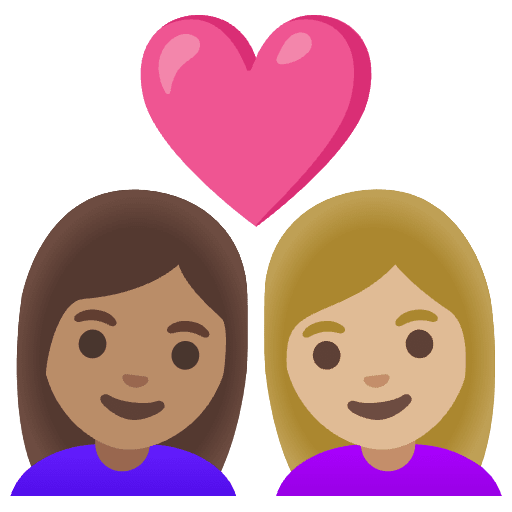 Couple With Heart Woman Woman Medium Skin Tone Medium Light Skin Tone Element from Noto Emojis Set
