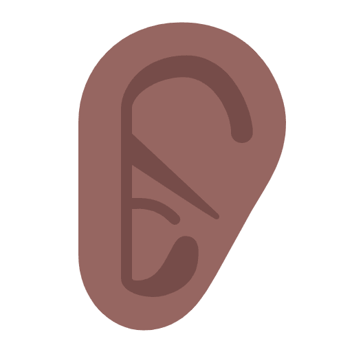 Ear Flat Medium Dark Emoji from Fluent Emoji Flat Set