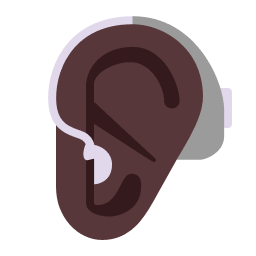 Ear With Hearing Aid Flat Dark Emoji from Fluent Emoji Flat Set