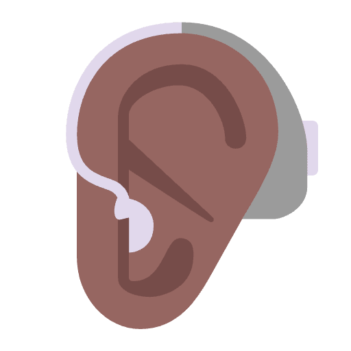 Ear With Hearing Aid Flat Medium Dark Emoji from Fluent Emoji Flat Set