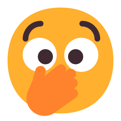 Face With Open Eyes And Hand Over Mouth Flat Emoji from Fluent Emoji Flat Set