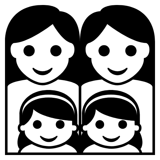 Family Womanwomangirlgirl Element from EmojiTwo Black Set