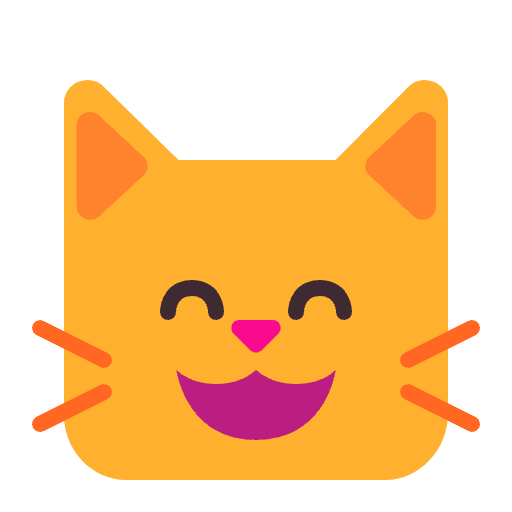Grinning Cat With Smiling Eyes Flat Emoji from Fluent Emoji Flat Set
