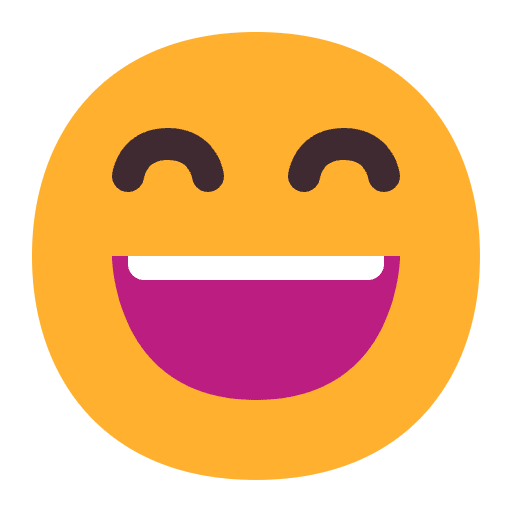 Grinning Face With Smiling Eyes Flat Emoji from Fluent Emoji Flat Set