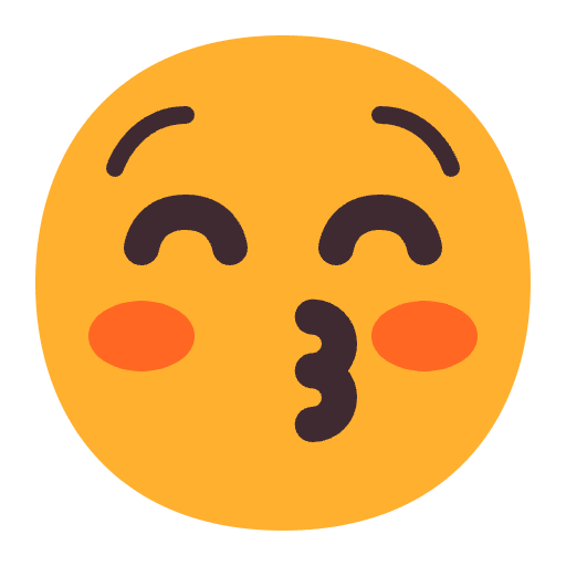 Kissing Face With Closed Eyes Flat Emoji from Fluent Emoji Flat Set
