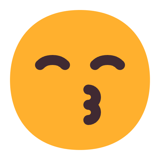 Kissing Face With Smiling Eyes Flat Emoji from Fluent Emoji Flat Set