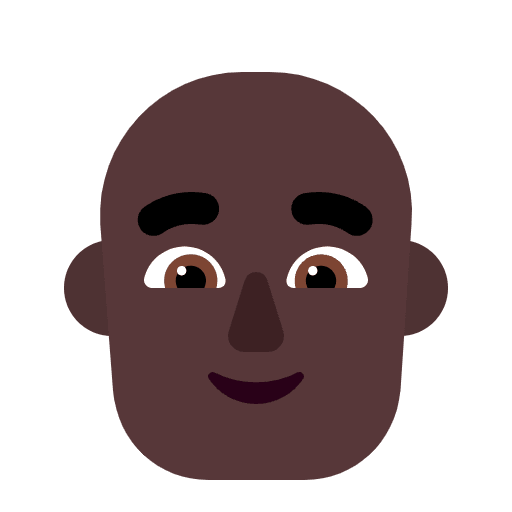 Man Bald Flat Dark Emoji from Fluent Emoji Flat Set