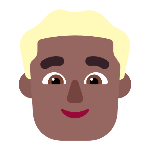 Man Blonde Hair Flat Medium Dark Element from Fluent Emoji Flat Set