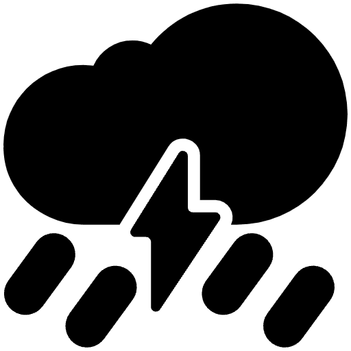 Cloud With Lightning And Rain High Contrast Emoji from Fluent Emoji High Contrast Set