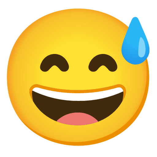 Grinning Face With Sweat Emoji from Noto Emoji Set