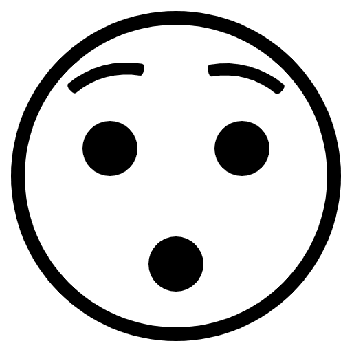 Hushed Face Emoji from EmojiTwo Black Set