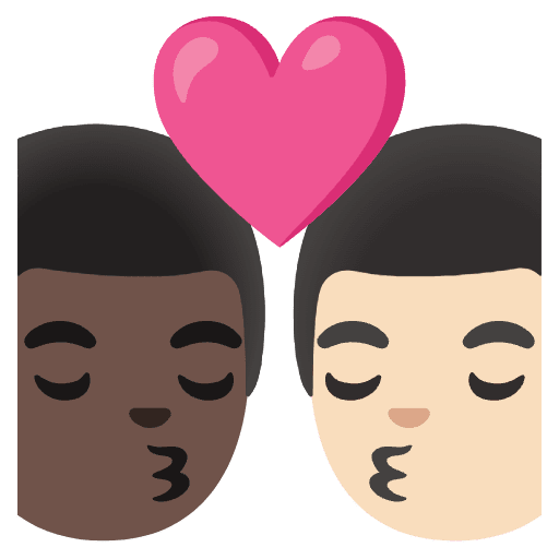 Kiss Man Man Dark Skin Tone Light Skin Tone Element from Noto Emojis Set