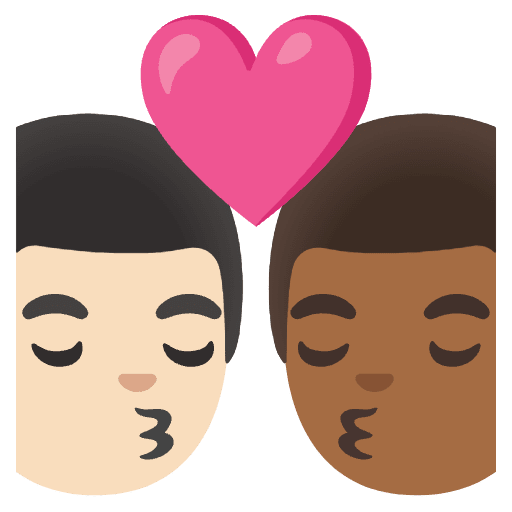 Kiss Man Man Light Skin Tone Medium Dark Skin Tone Emoji from Noto Emoji Set