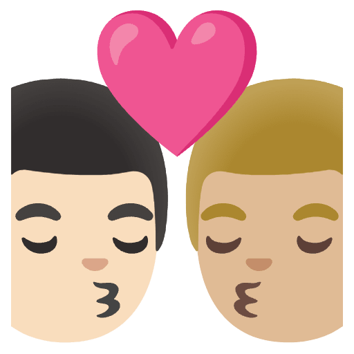 Kiss Man Man Light Skin Tone Medium Light Skin Tone Emoji from Noto Emojis Set