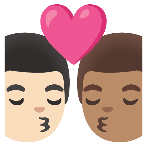 Kiss Man Man Light Skin Tone Medium Skin Tone Emoji from Noto Emojis Set