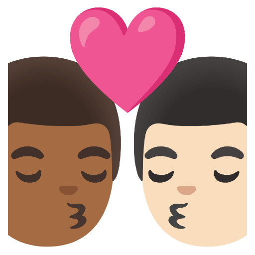 Kiss Man Man Medium Dark Skin Tone Light Skin Tone Element from Noto Emojis Set