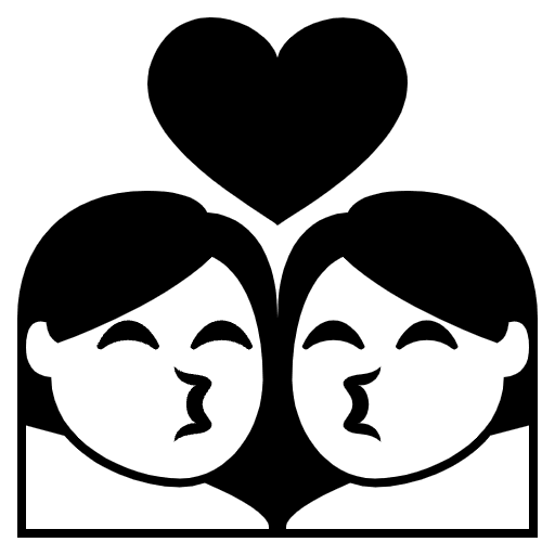 Kiss Womanwoman Element from EmojiTwo Black Set