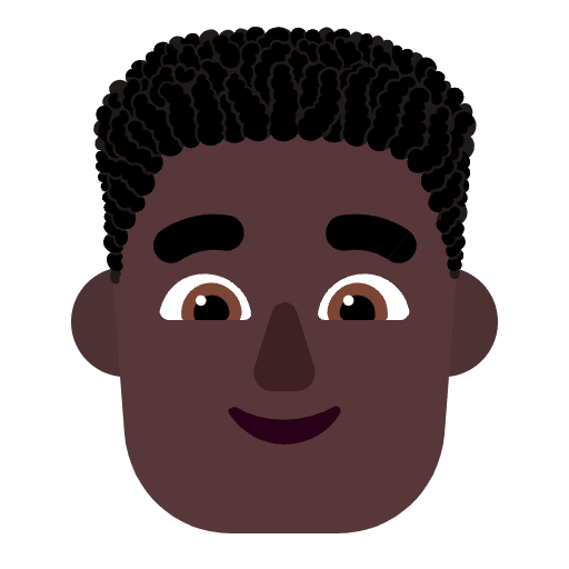 Man Curly Hair Flat Dark Emoji from Fluent Emoji Flat Set