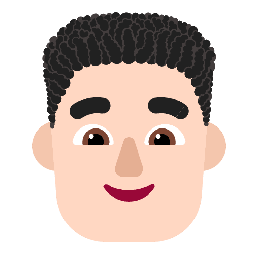 Man Curly Hair Flat Light Emoji from Fluent Emoji Flat Set