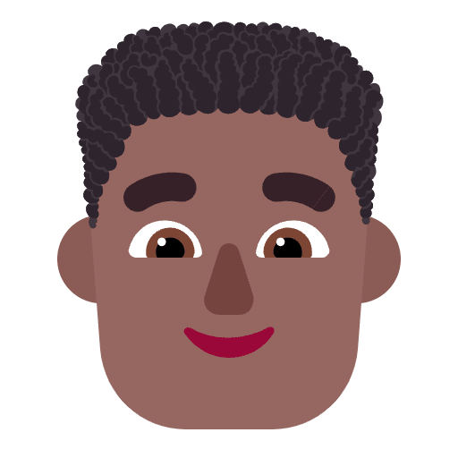 Man Curly Hair Flat Medium Dark Emoji from Fluent Emoji Flat Set