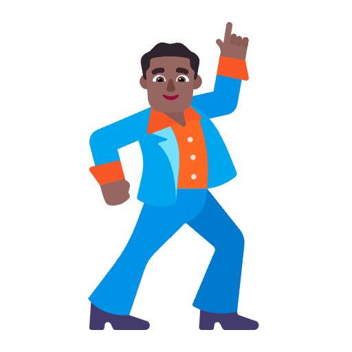 Man Dancing Flat Medium Dark Emoji from Fluent Emoji Flat Set