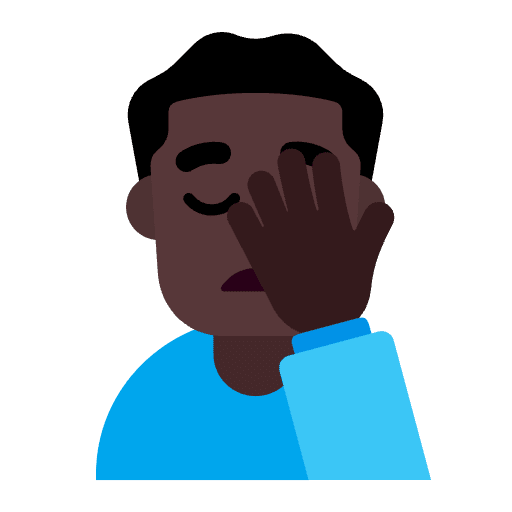Man Facepalming Flat Dark Emoji from Fluent Emoji Flat Set