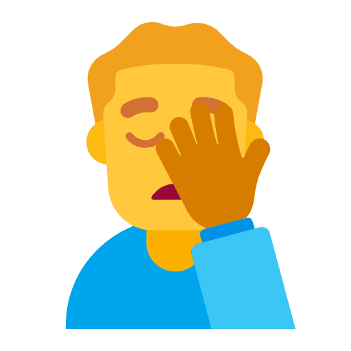 Man Facepalming Flat Default Emoji from Fluent Emoji Flat Set