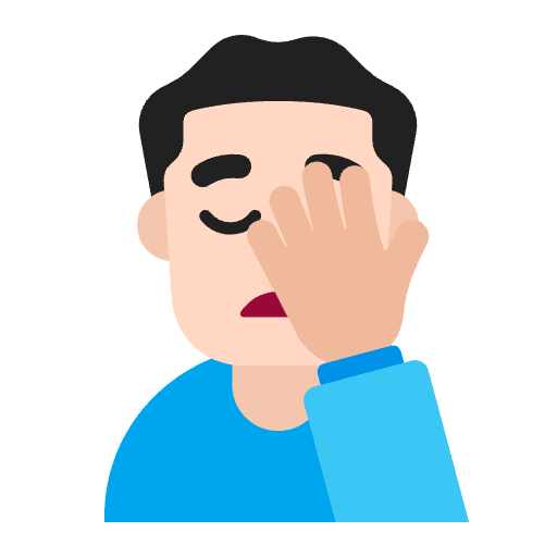 Man Facepalming Flat Light Emoji from Fluent Emoji Flat Set