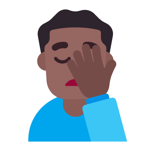 Man Facepalming Flat Medium Dark Emoji from Fluent Emoji Flat Set