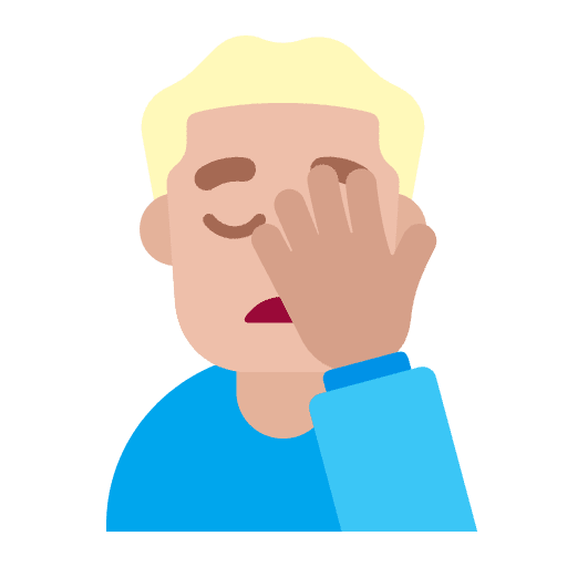 Man Facepalming Flat Medium Light Element from Fluent Emoji Flat Set