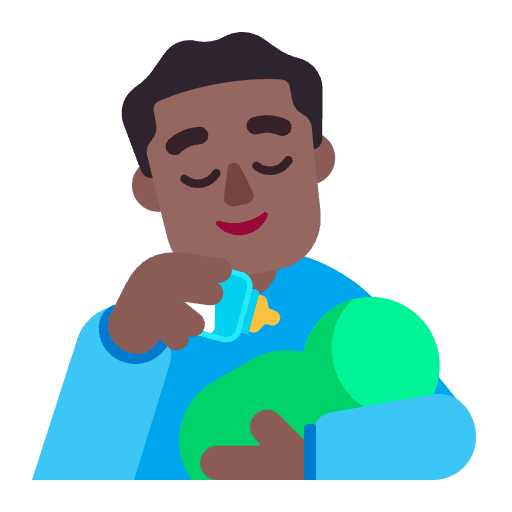 Man Feeding Baby Flat Medium Dark Emoji from Fluent Emoji Flat Set