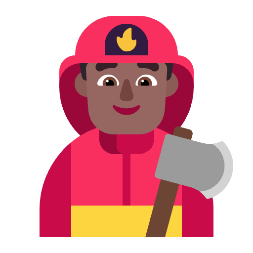Man Firefighter Flat Medium Dark Emoji from Fluent Emoji Flat Set